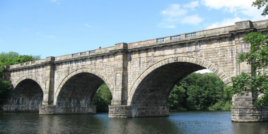 Lune Aqueduct, Lancaster Canal, with blue sky