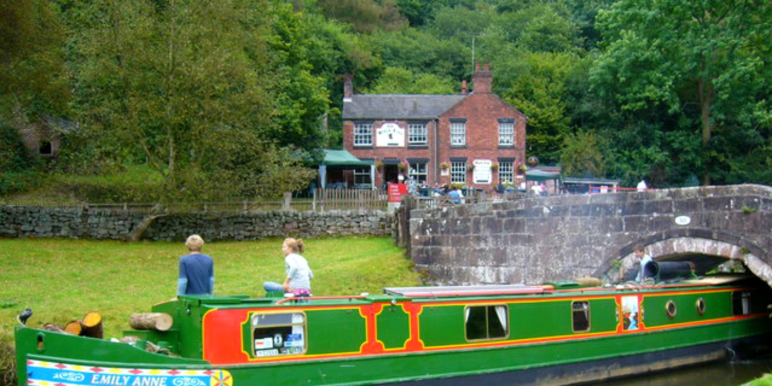 Consall Forge with narrowboat