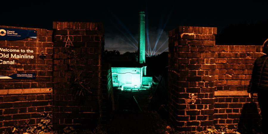 Lighting show at the New Smethwick Pumping Station to celebrate Green Flag Award