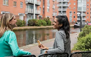 Having lunch by the canal