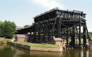Side view of the Anderton Boat Lift on the River Weaver