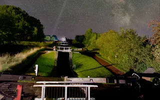 Stargazing on a clear night sky from the bottom of Foxton Lock flight.