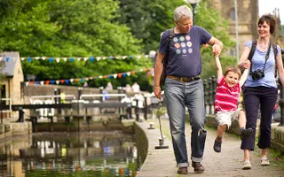 A couple walking in Sowerby Bridge