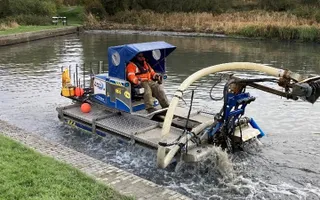 Dredging machine working at Foxton Locks