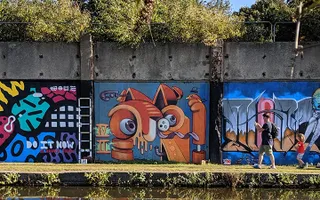 Graffiti art on the Sheffield & Tinsley Canal towpath