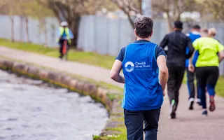 Running along the towpath