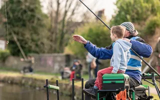 Man and boy fishing