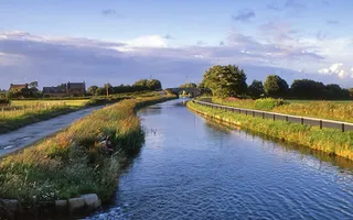 Rufford Branch with houses and bridge in distance