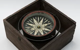 Boxed Ships compass from a Severn Trow, operating out of Tintern, Somerset, circa 1870