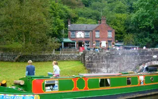 Consall Forge with narrowboat