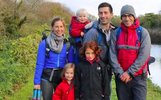 Family walking on the Kennet & Avon Canal