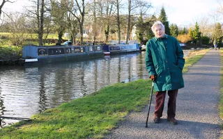Vera, walking along the canal at Alvechurch