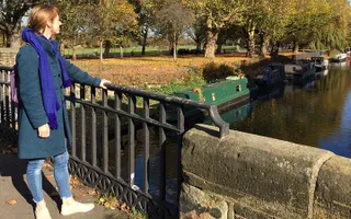 Helen walking along the Hertford Union Canal