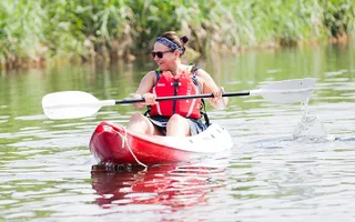 Paddling along the canal