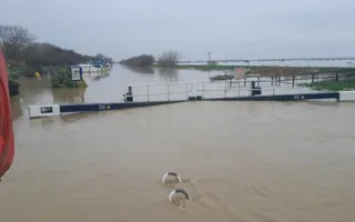 Bardney Lock on the River Witham in flood