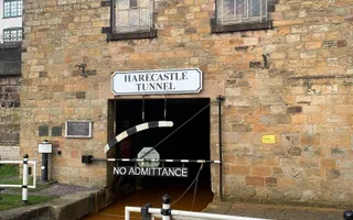 A closer view of the tunnel portal building at Harecastle Tunnel