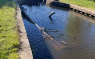 Sunken boat approximately 20 metres upstream