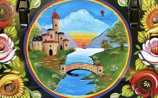 Picture showing colourful canal art