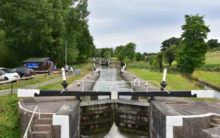 Wide shot of lock in the countryside