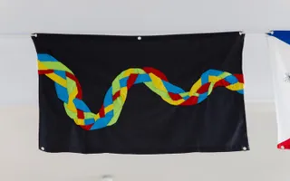 Close up of a handmade flag