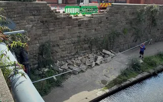 Towpath retaining wall near Station Road Bridge 2