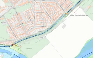 Map showing current location of obstruction