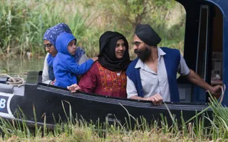A family enjoying a boat holiday
