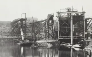 black and white ohoto of contrcution work