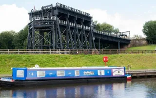 Boat moored on the River Weaver next to the Anderton Boat Lift