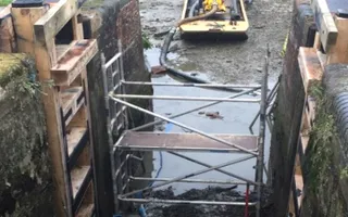 Repaired lock gates on the Grand Union Canal in Northampton