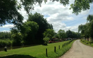 Towpath lined with wooden posts