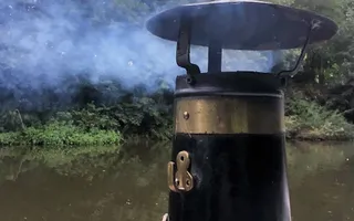 Smoking boat chimney