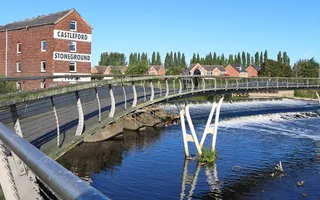 Queen's Mill and Millenium Bridge, Aire & Calder Navigation