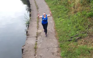 Jen taking on Canalathon on the canal towpath