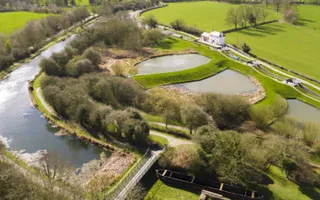 Aerial view of the Foxton Locks landscape