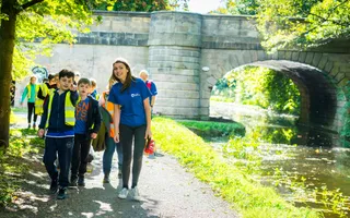 A group of Explorers on the towpath