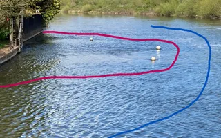Marker buoys at Stoke Lock