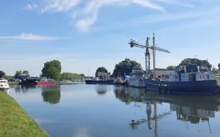 Sunny day, with boats moored up at Saul Junction, Gloucester & Sharpness Canal