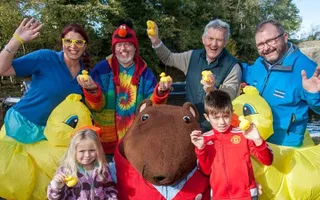 Duck race over Chirk Aqueduct