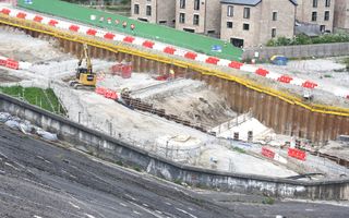 Wide shot of a construction site