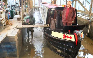 A boat in dry dock at Tooley’s Boatyard