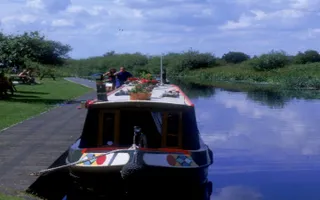 Boat moored on Selby Canal