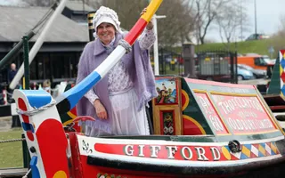 Di Skilbeck MBE at an Easter Boat parade