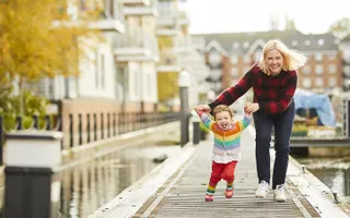 Toddler enjoying the canal safely