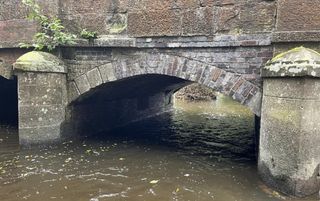 Close up of bridge over a water