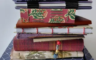 stack of books on a table