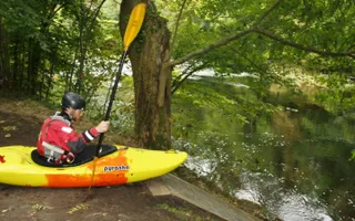 Llangollen Canal canoe slipway into River Dee