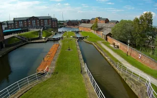 Birds eye view of locks at National Waterways Museum Ellesmere Port