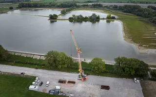 Drone shot of a reservoir