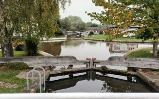 Lock gate view from a bridge